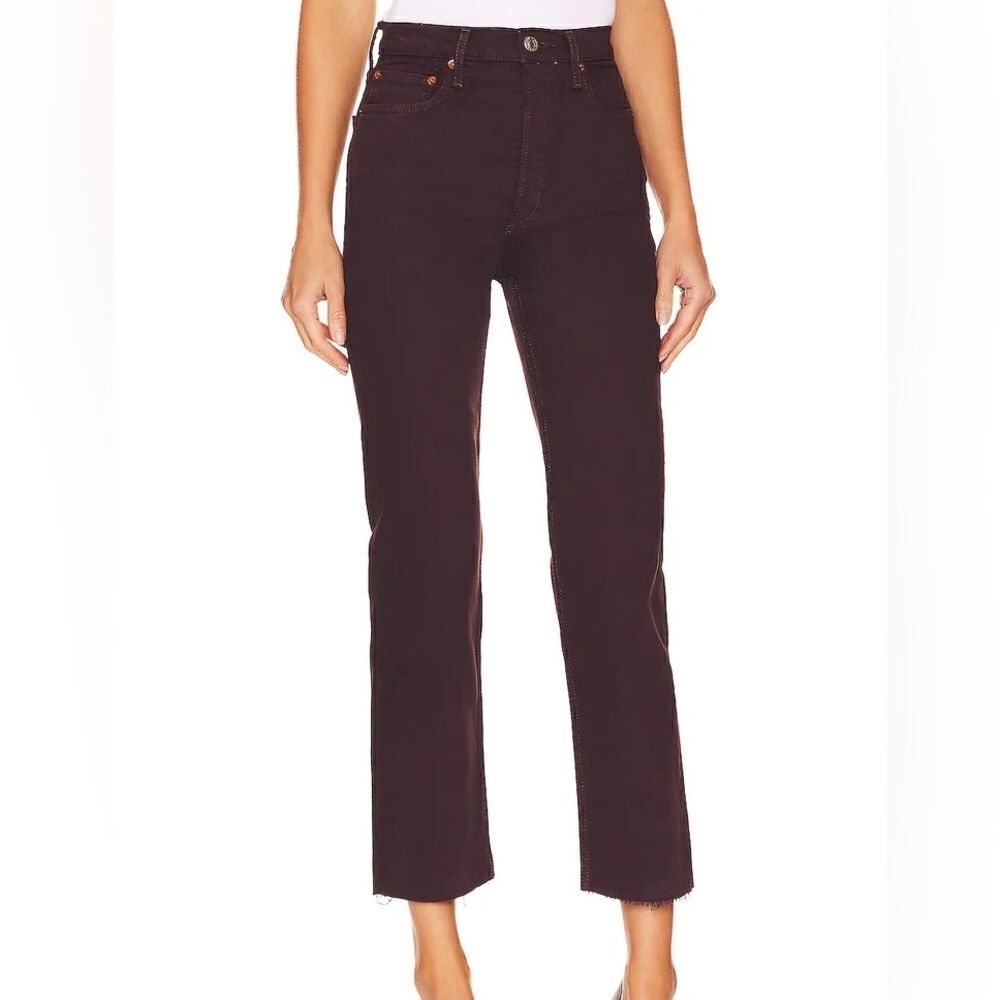 Re/Done Womens 70'S Ultra High Rise Stove Pipe Jeans In Washed Plum size 29 NWT